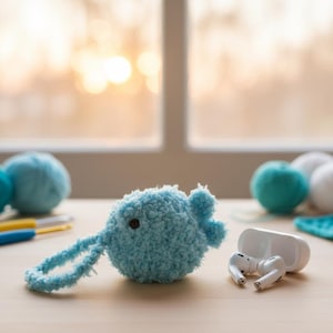 Patrón de crochet para funda de Airpods con forma de pez: Funda para auriculares amigurumi (PDF)