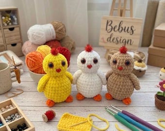 Häkelanleitung für ein Amigurumi-Küken (PDF), Häkelanleitung mit Schritt-für-Schritt-Fotos, digitaler Download einer Osterküken-Anleitung, süßes Küken