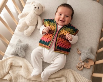 Häkelanleitung: Grandma Stitch Baby-Weste (PDF-Datei) 0-18 mon