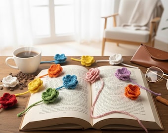 Crochet Flower Rose Bookmark Pattern (PDF) Beginner