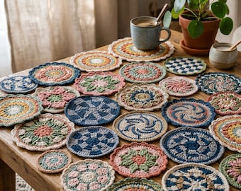 4 SURPRISE COASTER BUNDLE Set Crochet Tea Set Pdf File For Beginner