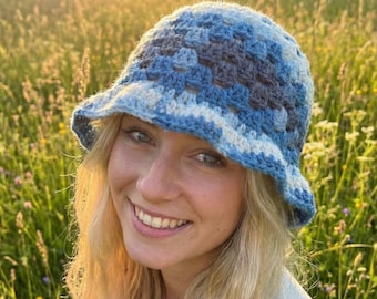 Pentagon Granny Square Bucket Hat Crochet Pattern Step by Step PDF Photo Tutorial Digital Download + Bonus Pattern