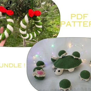 BUNDLE Crochet Turtle Memory Game Pattern Christmas Wreath Crochet Pattern Amigurumi Crochet Pattern Crochet Memory Turtle Matching Game