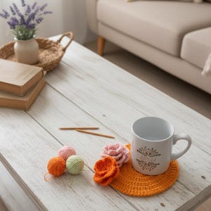 Crochet Flower Coaster Pattern: Rose Home Decor (PDF)