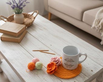 Crochet Flower Coaster Pattern: Rose Home Decor (PDF)