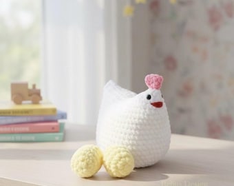 Chicken Amigurumi Crochet Pattern: Plushie Bird (PDF) and Video Tutorial