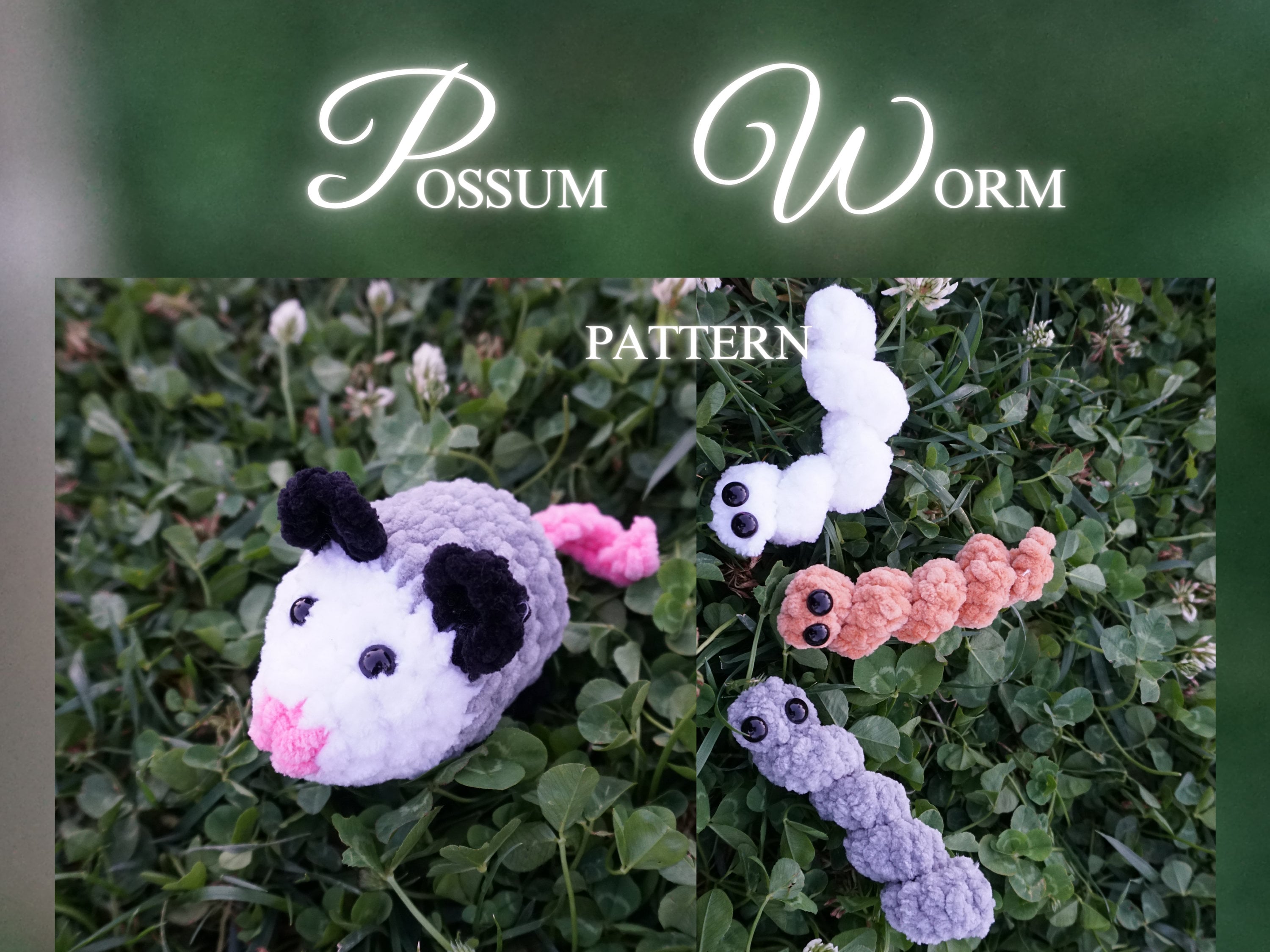 Possum & Worm Crochet Pattern Opossum Crochet Pattern No Sew