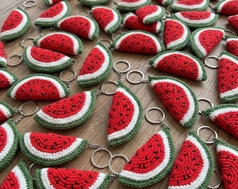 Häkelanleitung für einen Wassermelonen-Schlüsselanhänger (PDF), Amigurumi-Frucht-Tutorial, einfache Häkelanleitung für Lebensmittel, digitaler Download, Schritt-für-Schritt-Fotoanleitung