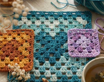 Grandma Square Häkelanleitung PDF | Schritt für Schritt Anleitung mit Fotos | Digitaler Download