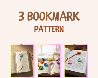 3 Crochet Bookmark Patterns PDF | Easy Beginner Bookmarks | Crochet Pattern Set | Digital Instant Download