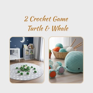 Patrón de juego de memoria de tortuga y ballena a crochet (PDF)