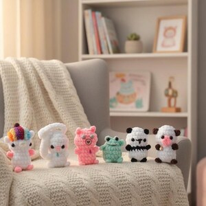 Amigurumi Farm Animals Pattern Bundle PDF, Crochet Pig Frog Unicorn Panda Rabbit Cow Pattern Set Digital Download Tutorial Easy Stuffed Toy