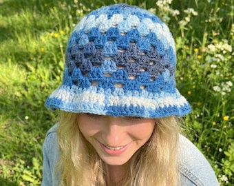 Pentagon Grandma Square Bucket Hat Häkelanleitung Schritt für Schritt PDF Foto Anleitung Digitaler Download + Bonus Anleitung