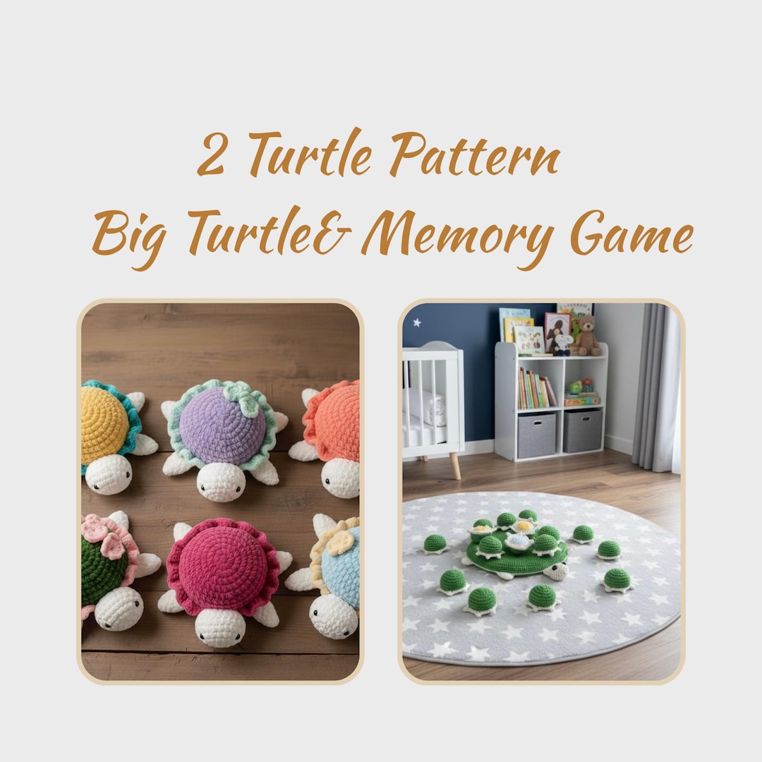 2 Crochet Turtle Pattern: Big Turtle and Matching Game (PDF) - Etsy