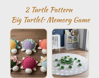 2 Crochet Turtle Pattern: Big Turtle and Matching Game (PDF)