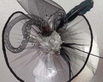 Black with silver fascinator