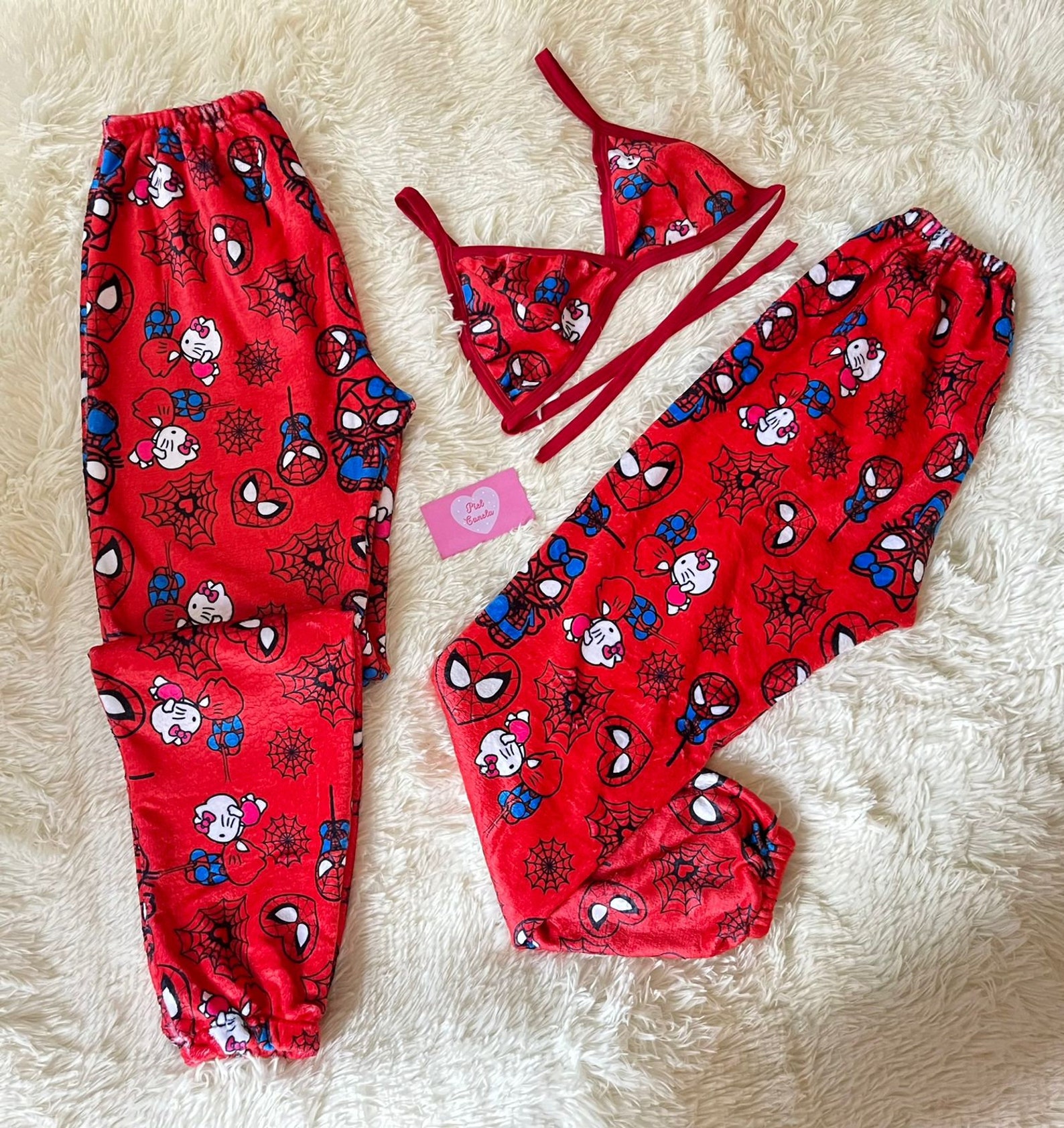 Hello kiitty couple pajamas spiderkiitty etsy