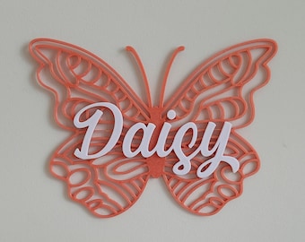 Butterfly Wall decor / Name door sign Personalised 3D printed wall art