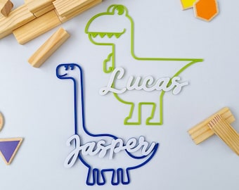 Dinosaur Wall Decoration / Name Door Sign Plaque Personalised 3D printed Wall Art for Nursery Bedroom Playroom