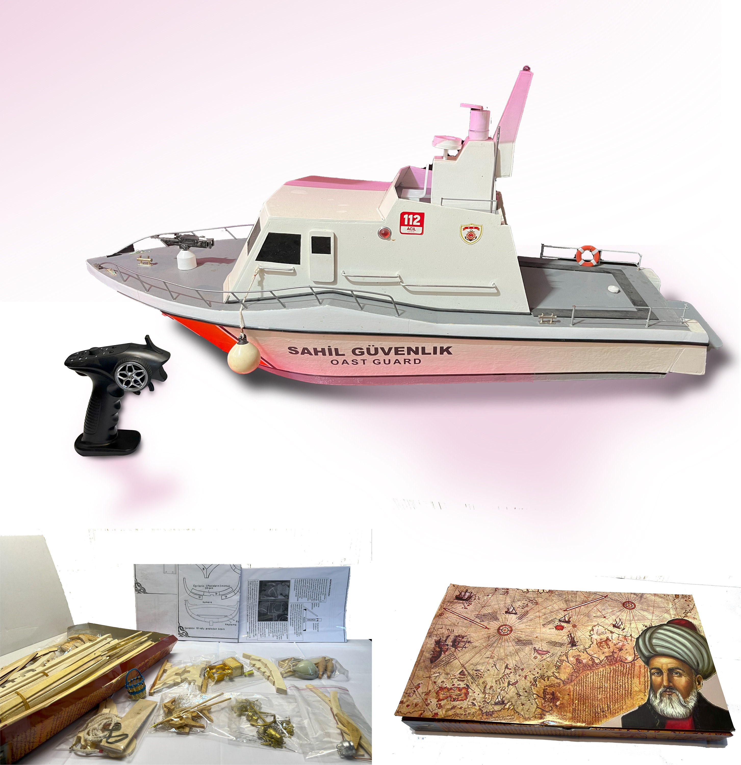 Remote Control Floating Boat Model Coast Guard Wooden Model Etsy