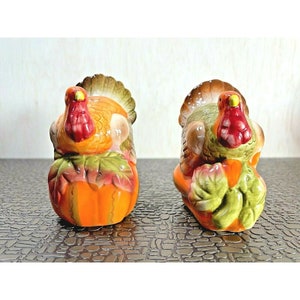 Vintage  Thanksgiving Turkeys on Pumpkins Salt and Pepper Shaker