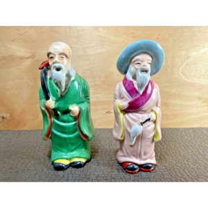 Set of 2  Old Men Figurines Made In Occupied Japan