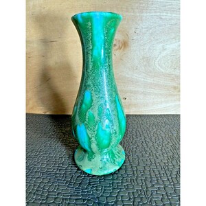 6" Vase Green Blue Drip Glaze