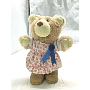 Vintage 1986 Furskins Hattie Wendy&#39;s Teddy Bear Pink Dress Hat 7&quot; Xavier Roberts