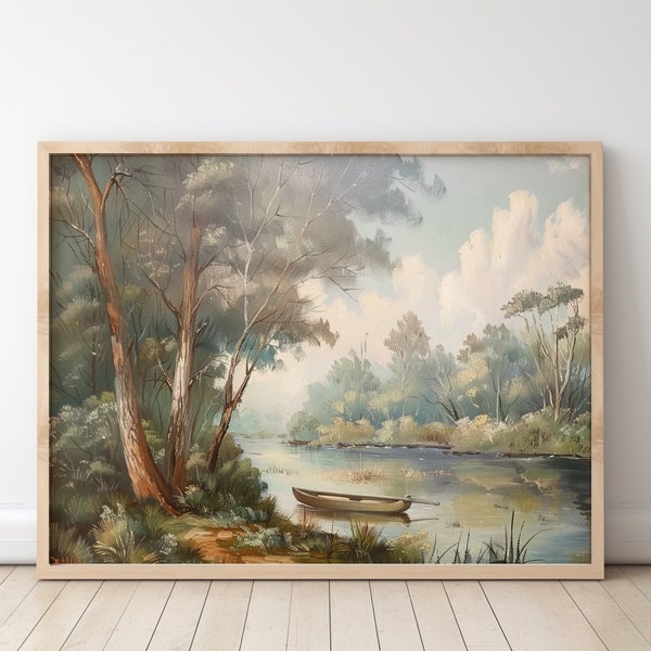 Row Boat Vintage Oil Painting Digital/Printable Art