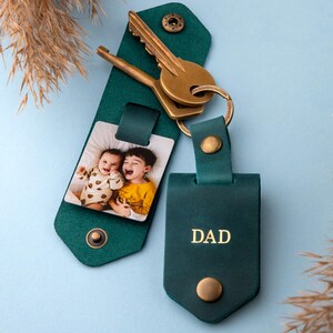 Grandpa Gift - Leather Photo Key Holder, Personalized Gifts, Custom Picture Keychain, Best Gifts for Grandpa image 15