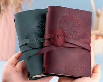 Personalized Gift for Men, Mens Leather Journal, Leather Journal Gift, Refillable Journal, Custom Fire Branded Journal