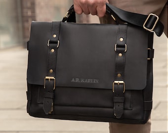 Leather work bag for Dad, Mens Leather Shoulder Work Bag, Leather messenger bag, Leather Satchel, Leather shoulder bag gift for Him