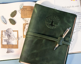 Personalized A4 Leather Journal, Gift for Artist, Extra Large Handmade Leather Sketchbook, Birhtday Gift for Artist