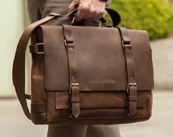 Personalized leather laptop bag for Men, Leather laptop bag New Job Gift for Him, Computer bag gift
