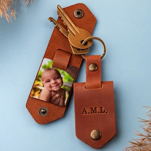 Nana Mother&#39;s Day Gift 2025, Nana Keychain Gift, Leather Photo Keychain for Grandma, Personalized Grandma Keychain with Initials