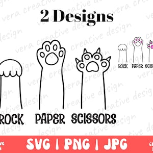 Rock Paper Scissors svg Png, Katzenpfoten-Svg, Haustier-Tierpfoten-Svg, Geschenk für Katzenliebhaber, Haustier Tier Zeichnung. Schnittdatei Vektor Cricut, Png,Svg