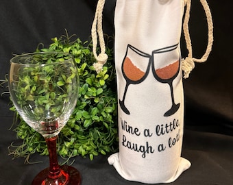 Rustic Wine Gift Bag with Drawstring Closure