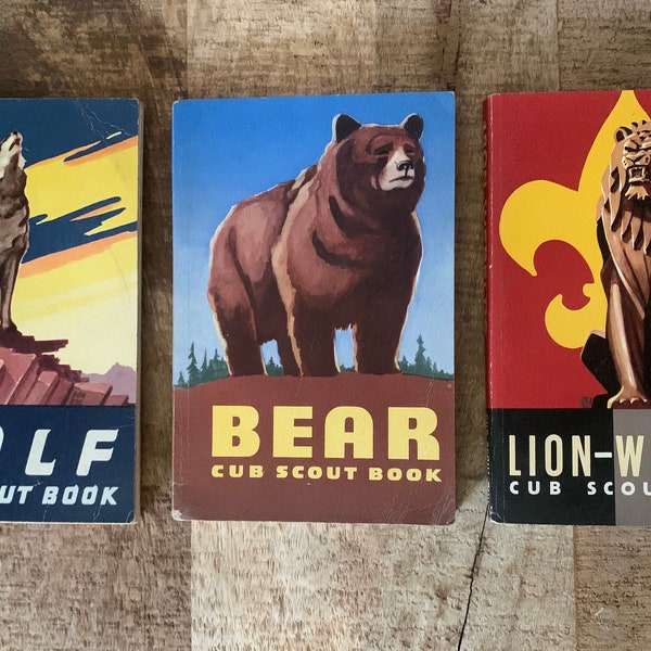 3x Vintage Cub Scouts Books - 1960's -  Wolf, Bear and Lion-Webelos