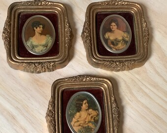 3x Vintage Framed Portrait Prints