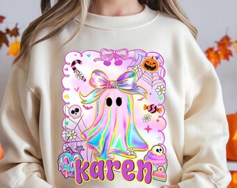 Custom Kids Halloween Cute Ghost T-Shirt Halloween Ghost Shirt Girls Halloween Toddler Tee Boys Halloween Tee Boo Girls Halloween Shirts