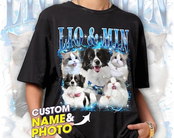 Custom Comfort Colors Dog Shirt Bootleg Pet Shirt Pet Photo Custom Dog Portrait Personalized Shirt Custom T Shirts Cat Shirt 90's Tee