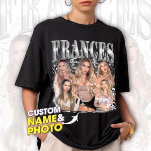 Custom Photo Bootleg Shirt Girlfriend Face 90s Retro Vintage T-Shirt, Shirt with Face for Boyfriend Birthday Gift, Pictures Tee for Couple