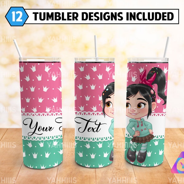 Custom Name Princess Skinny Tumbler 20 oz Sublimation Design PNG - Movie Character Tumbler Straight and Tapered PNG