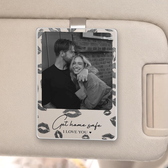 Personalized Couple Photo Car Visor Clip, Drive Safe I Love You, Gift for Him, Gifts for Boyfriend, Husband, Dad Custom Fathers Day Gifts