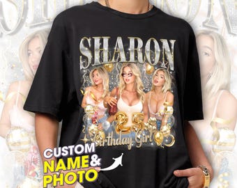 Custom Birthday T Shirt, Bootleg Shirt, Matching Birthday Custom Retro Shirt, Custom T Shirts with Photo, Personalized Birthday Gift
