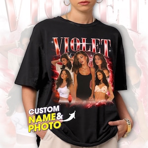 Custom Girlfriend T-Shirt Bootleg Shirt With Girlfriend Face Photo Vintage Shirts Custom Your Own Bootleg Rap Tee Boyfriend Girlfriend