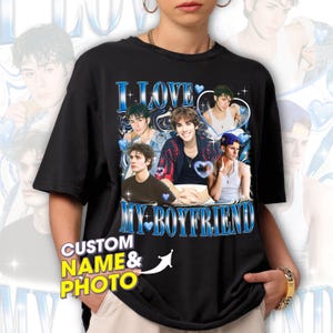 Custom Shirts I Love My Girlfriend T-Shirt Custom Shirt With Face Photo Shirts Custom Your Own Bootleg Rap Tee Valentine Gift for Him Her