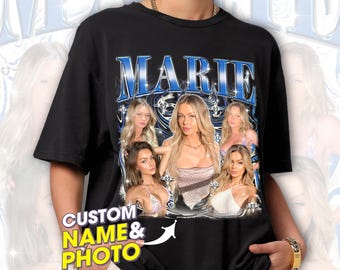 Custom Girlfriend T-Shirt Custom Shirt With Girlfriend Face Photo Vintage Shirts, Custom Your Own Bootleg Rap Tee Couple Wife Husband Tee