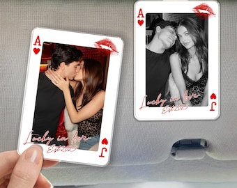 Personalized Couple Photo Car Visor Clip, Drive Safe I Love You Car Visor Clip Custom Photo, Playing Card Photo Car Decor, Valentine Gift