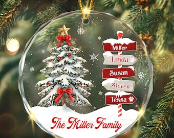 Custom Family Name Christmas Ornament 2026, Family With Pet Ornament, Christmas Keepsake, Family Tree Ornament, Snowflake Family Ornament